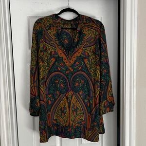 Zara Colorful Paisley Tunic Top